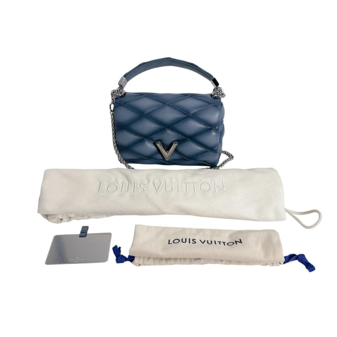 Louis Vuitton LOUIS VUITTON Handbag Maltage GO-14PM Lambskin M12434 Denim Blue (1 of 16)