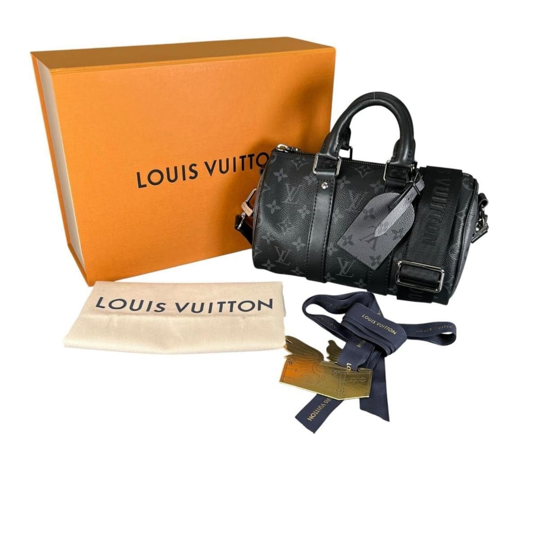 Louis Vuitton LOUIS VUITTON Bandoulière Eclipse Keepall 25 Monogram Canvas Handbag M46271 Black (1 of 20)