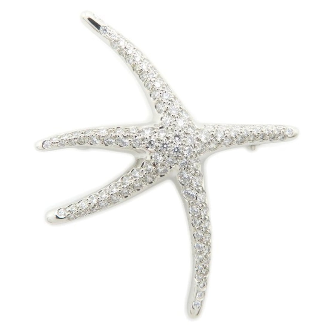 TIFFANY&Co. Tiffany Starfish Brooch with Diamonds, Elsa Peretti, Pt950, Women's /295486: --- Catalog ---Category: SizeWeight: 6.9g / 0.24oz.Size (HxWxD): 2.8cm x 3.49cm / 1.1'' x 1.37''Category: DesignType: BroochStone: DiamondGender: WomenMaterial: Platinum 950Category: GeneralLine: Star