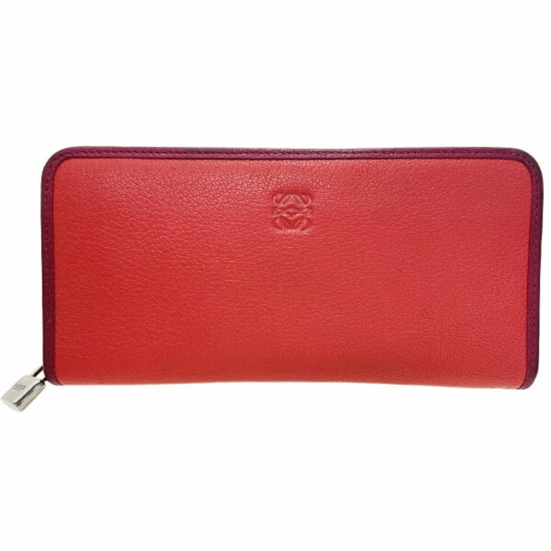 Loewe Amazona Large Zip Around Goatskin Leather Long Wallet, Coral Red, 113.95CF13; LOEWE Anagram (1 of 15)