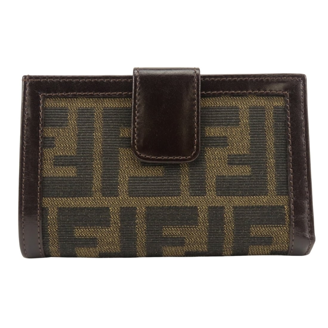 Fendi Bi-fold Wallet Zucca 01692 Canvas Leather Brown Clasp Compact Women's FENDI (1 of 20)