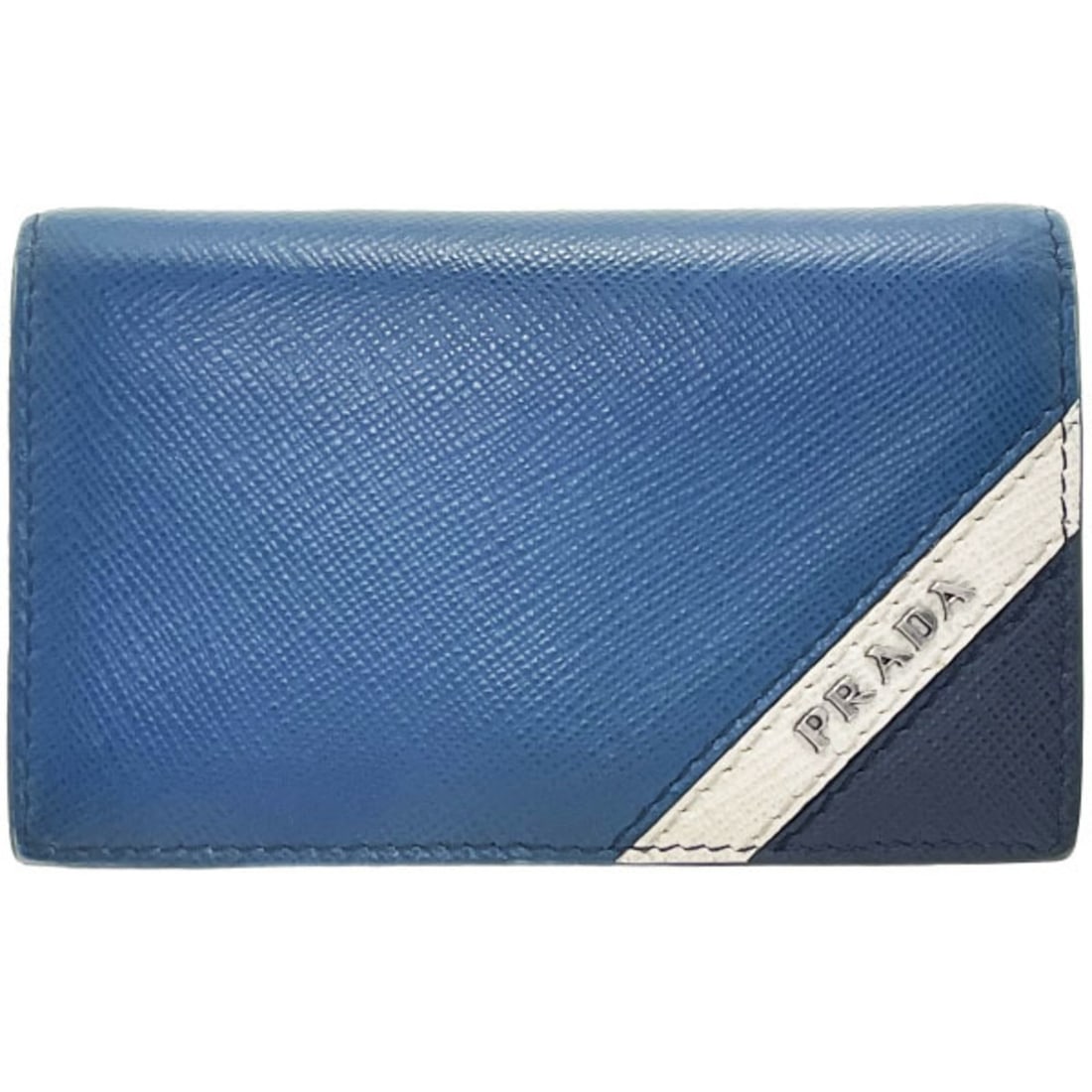 Prada Card Case, Business Holder, Saffiano Leather, Blue/Navy, 2MC122 PRADA Holder YY-16553: --- Catalog ---Category: DesignType: Card caseColor: Blue, Ivory, NavyGender: Men,WomenMaterial: Saffiano Category: GeneralBrand: PradaCategory: Physical PropertiesSize (HxWxD): 6.7cm x 11cm x 1.7cm /