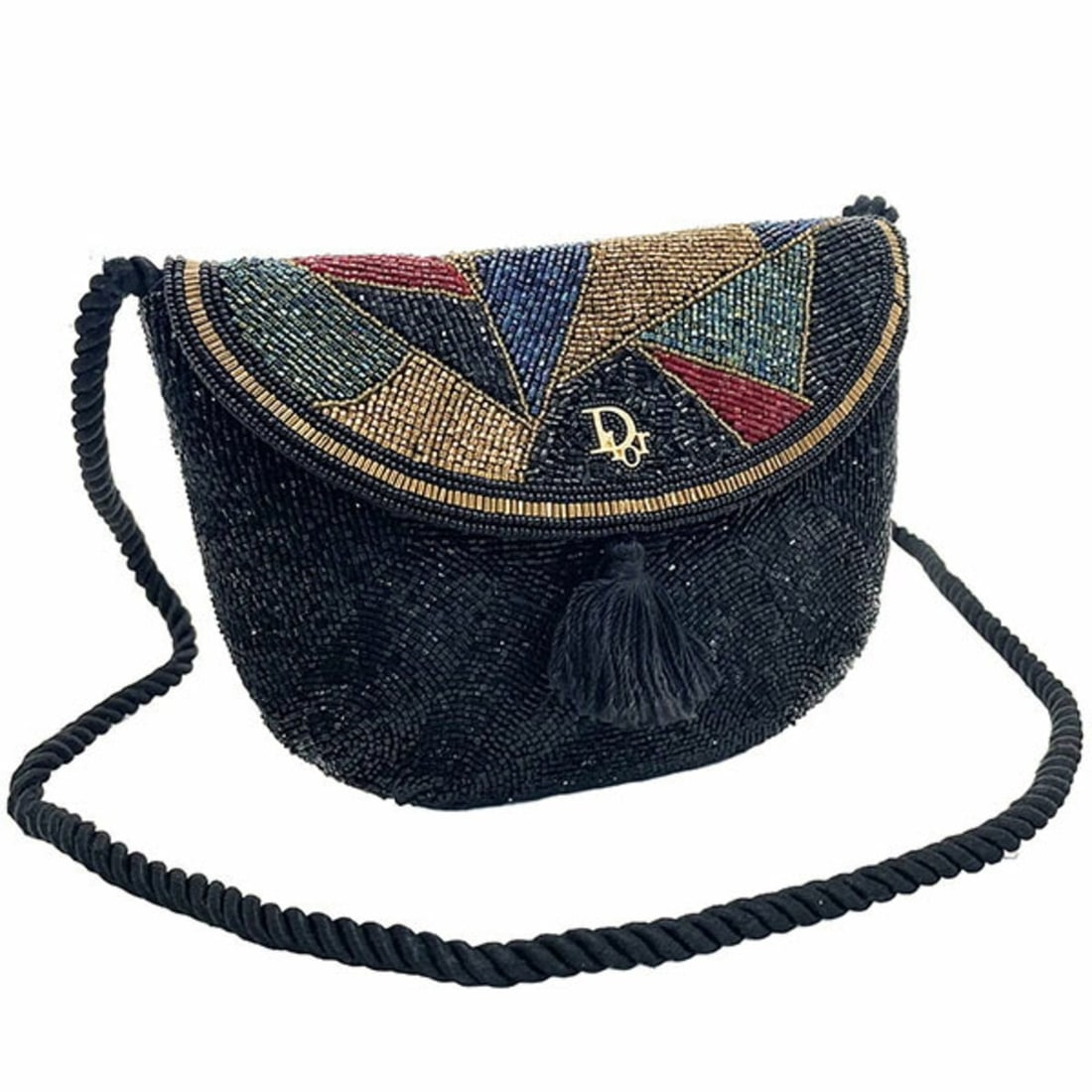 Christian Dior Beaded Mini Shoulder Bag, Black Multicolor Pouch, Women's C.Dior AMH-17282 (1 of 9)