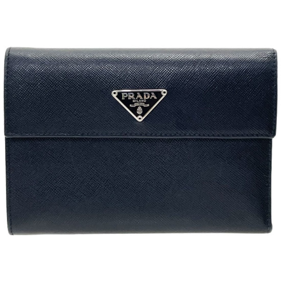 Prada Triangle Tri-fold Wallet, Saffiano Leather, Black, M510A, PRADA Plate, Medium SAFFIANO NERO (1 of 11)