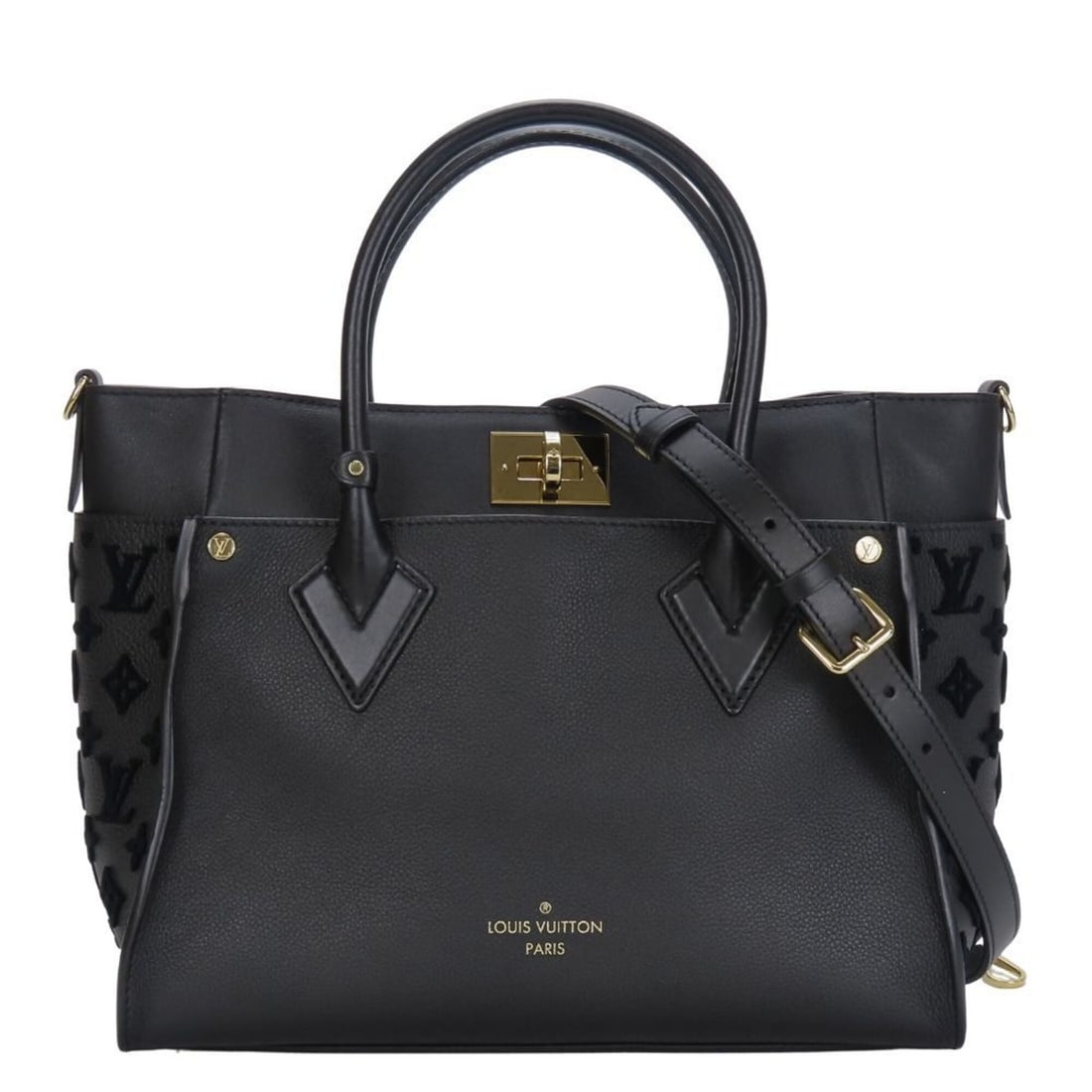 Louis Vuitton On My Side MM Tote Bag M53826 Monogram Tuftage Leather Noir Women's LOUIS VUITTON (1 of 20)
