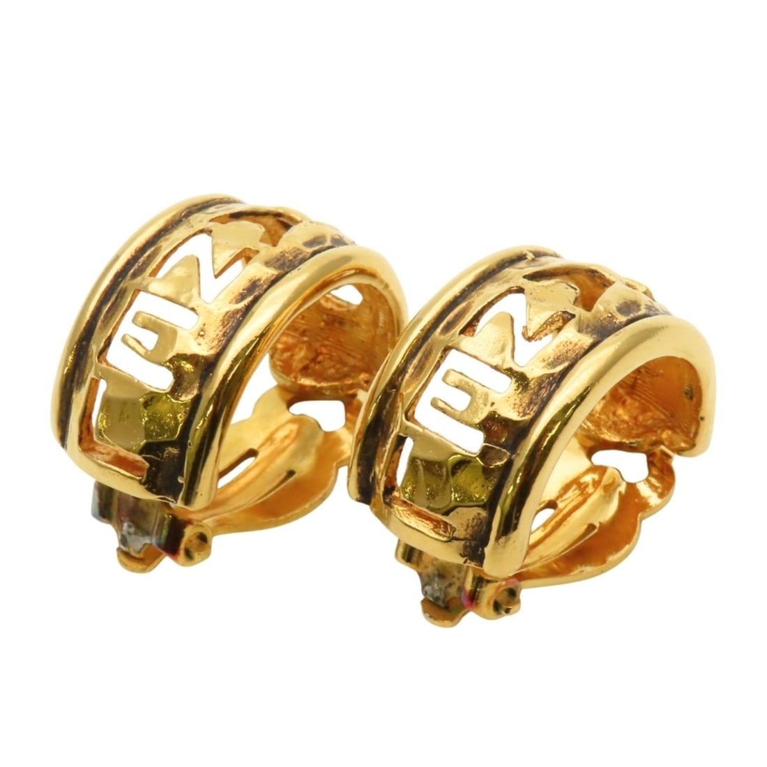 Chanel Earrings, Open Logo, Half Hoop, Metal, Gold Plated, Women's, CHANEL (1 of 13)