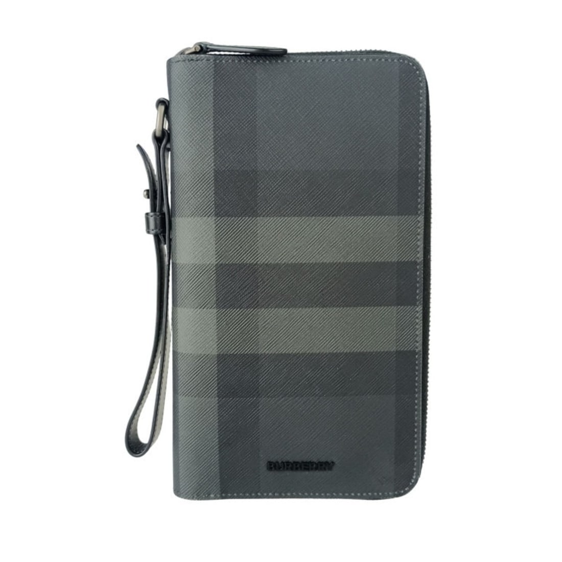 BURBERRY Burberry Long Wallet CHARCOAL CHECK 8066839 Charcoal Gray Leather Men's Travel Case (1 of 10)