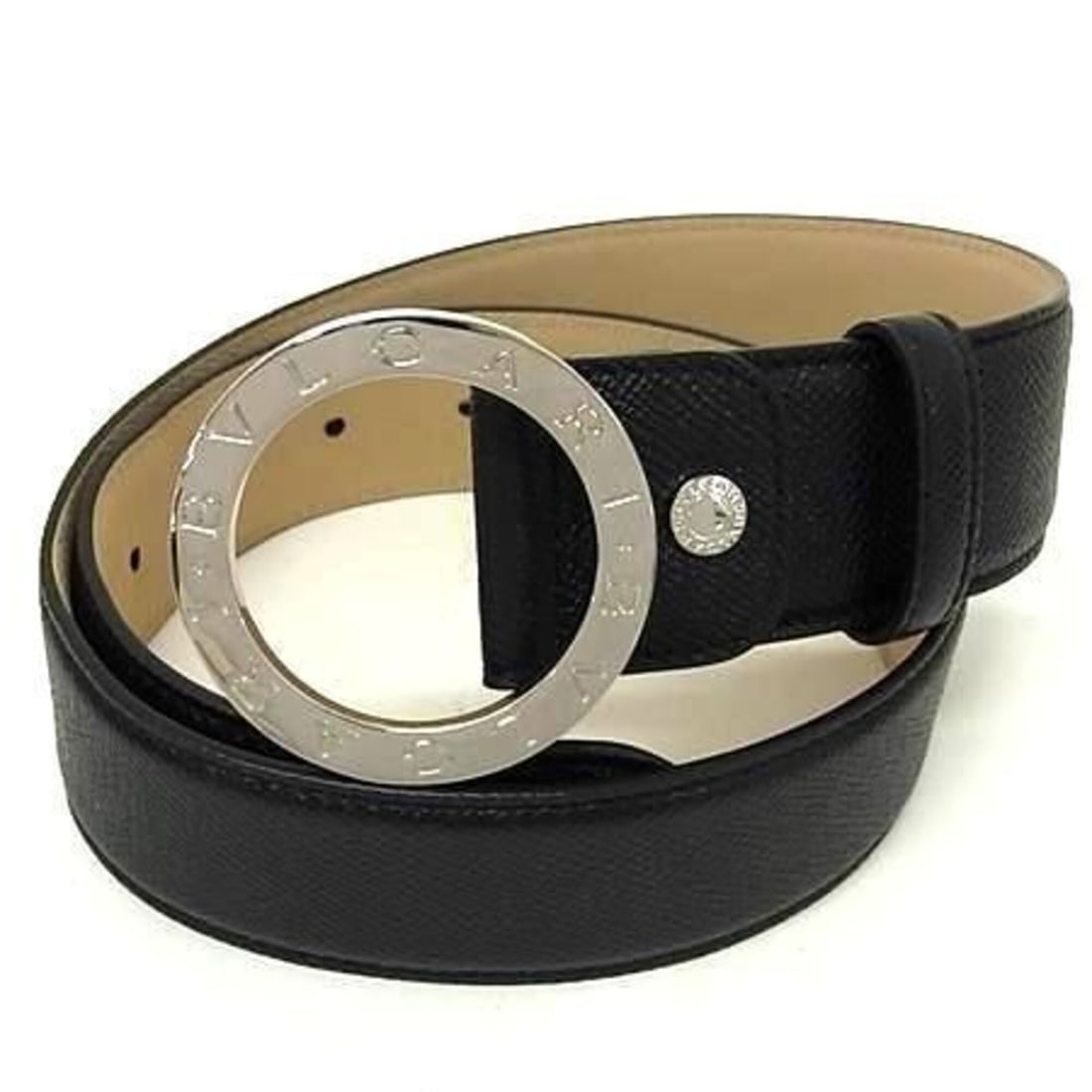BVLGARI Bulgari Belt Black Leather Men's Women's Circle: --- Catalog ---Category: SizeLength: 69.5cm - 79cm / 27.36'' - 31.1''Category: DesignType: Standard beltColor: BlackGender: Men,WomenMaterial (Strap): Leather Category: GeneralBrand: BvlgariCountry of