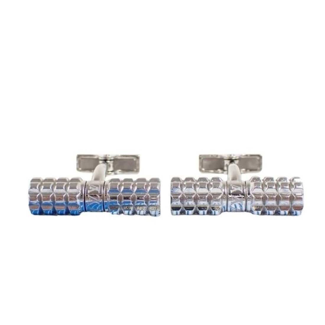 LOUIS VUITTON Cufflinks, Bouton de Manchette Digit M66358, Silver Metal, Men's (1 of 19)