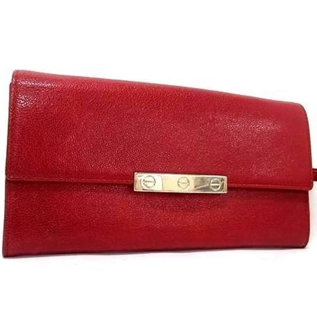 CARTIER Cartier Love Collection Long Wallet, Red Leather, Women's Bi-fold (1 of 15)