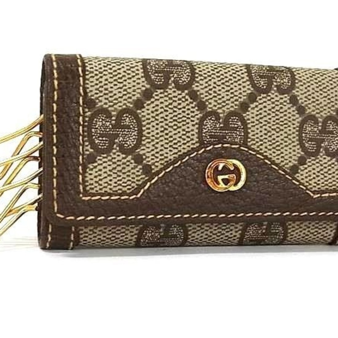 GUCCI Interlocking G Key Case, Beige/Brown GG Supreme Leather, Men's/Women's, 4-Key Holder (1 of 6)