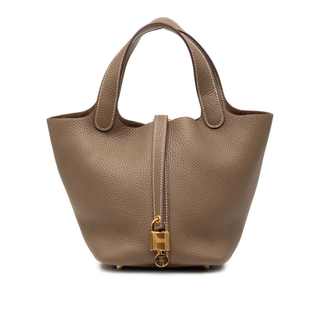 Hermes Picotin Lock PM handbag, brown with gold hardware, Taurillon Clemence leather, women's. (1 of 10)