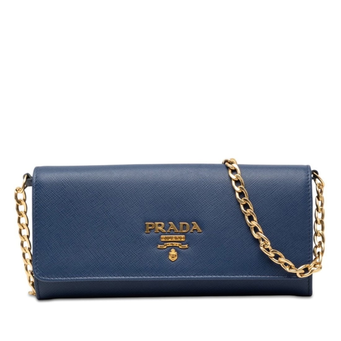 Prada Chain Shoulder Wallet 1BP290 Blue Saffiano Leather Women's PRADA (1 of 12)