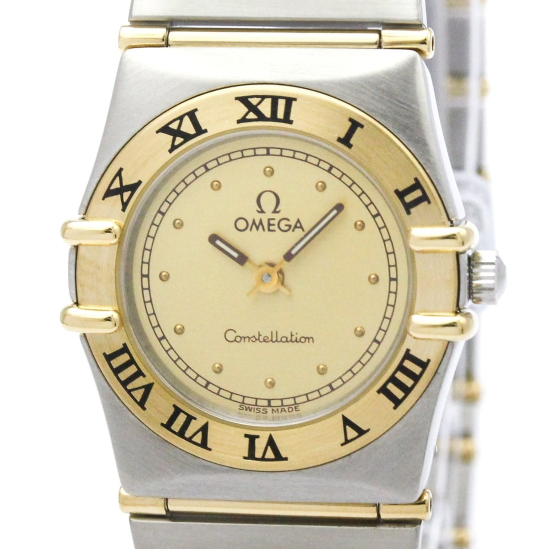 OMEGA Constellation 18K Gold Steel Ladies Watch 795.1080 Polished: --- Catalog ---Category: SizeCase Diameter: 22mm / 0.87''Category: DesignType: WristwatchStyle: Dress/FormalGender: WomenColor (Dial): GoldMaterial (Band): Stainless steel, Yellow gold (18K)Material (