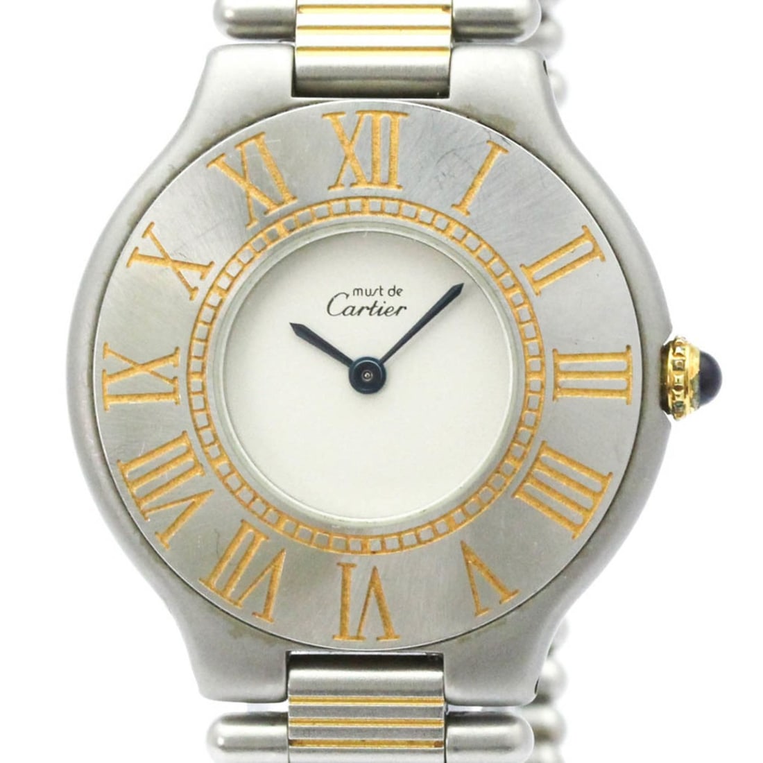 CARTIER Must 21 Gold Plated Steel Quartz Unisex Watch W10050F4 (1 of 8)