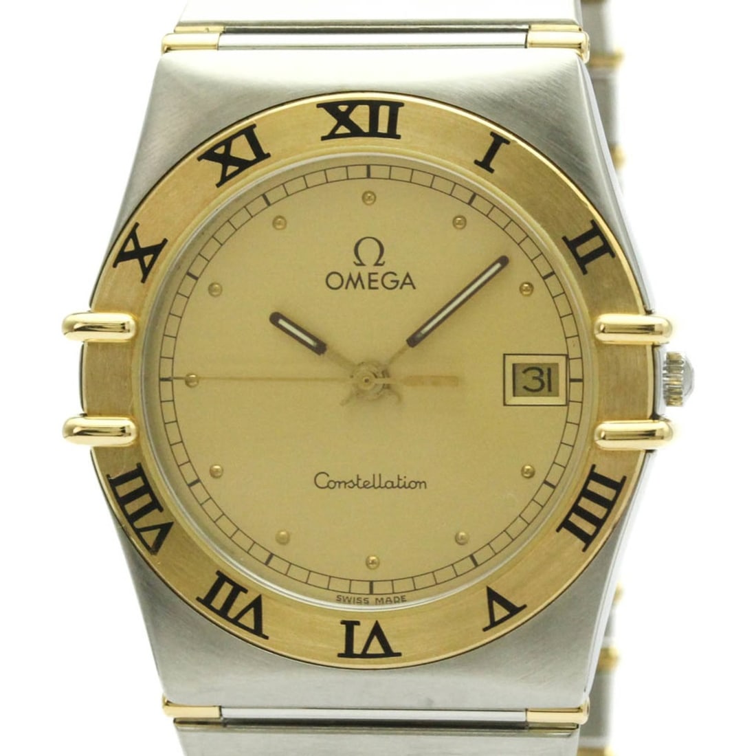OMEGA Constellation 18K Gold Steel Quartz Mens Watch 396.1070 Polished: --- Catalog ---Category: SizeCase Diameter: 33mm / 1.3''Category: DesignType: WristwatchStyle: Dress/FormalGender: MenColor (Dial): GoldMaterial (Band): Stainless steel, Yellow gold (18K)Material (Cas