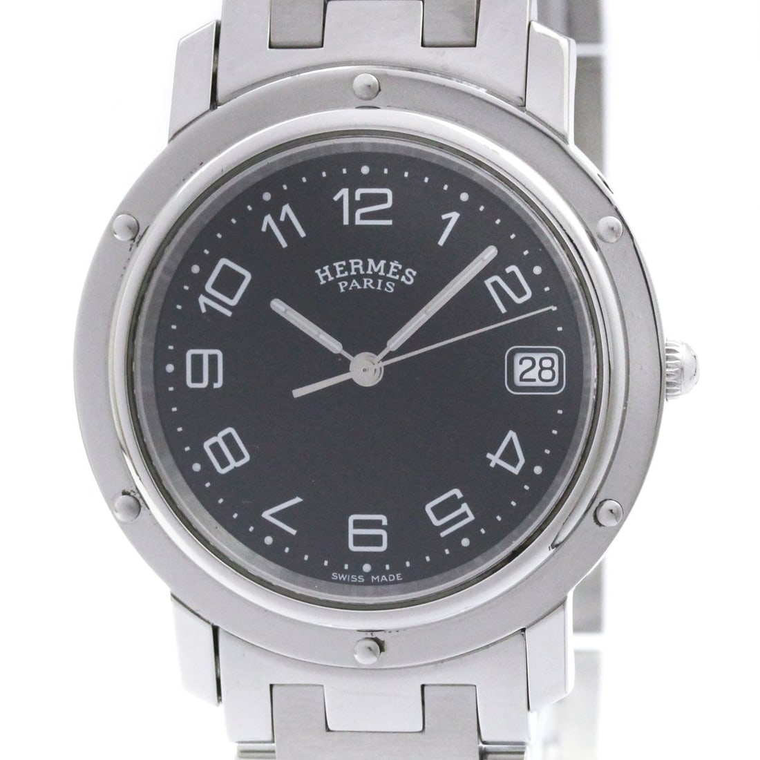 HERMES Clipper Stainless Steel Quartz Mens Watch CL6.710 Polished (1 of 12)
