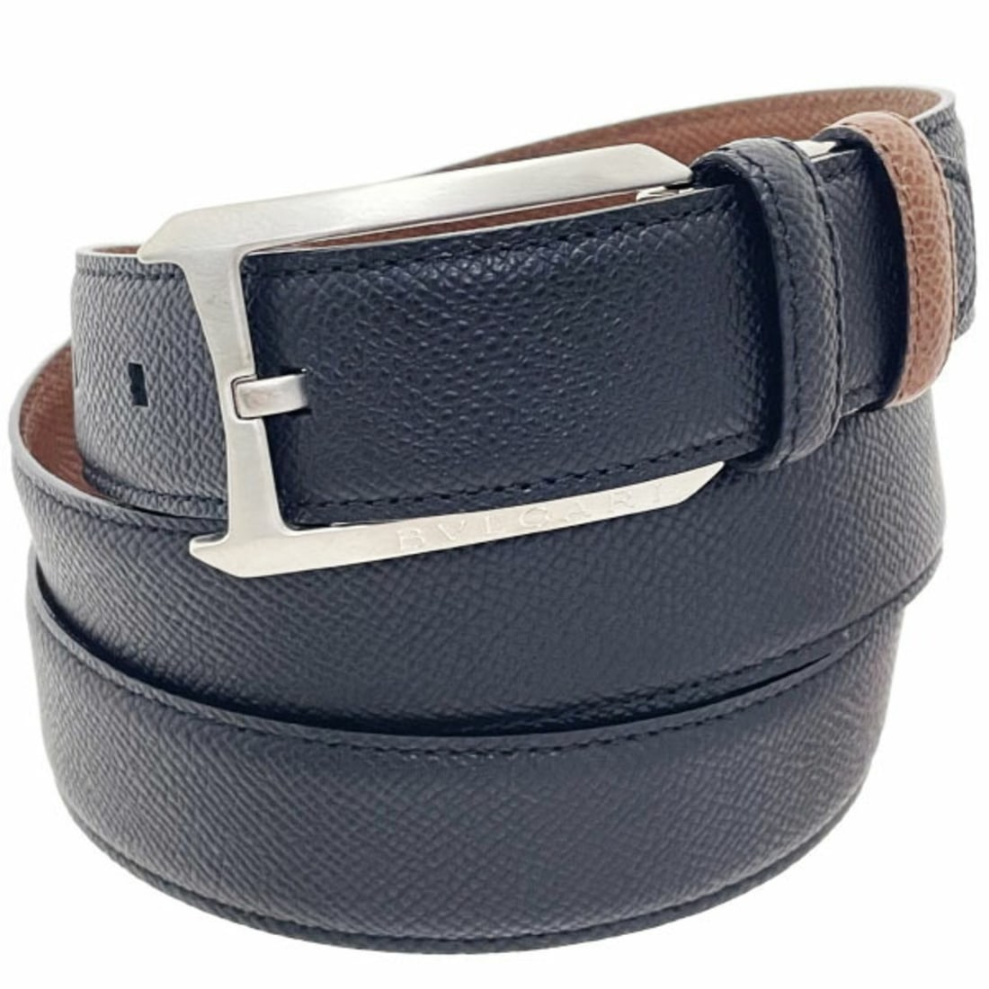 Bulgari Ellipse Men's Leather Belt, Black, Size Approx. 110cm, BVLGARI NN-16404: --- Catalog ---Category: SizeWidth: 3cm / 1.18''Length: 105cm - 115cm / 41.33'' - 45.27''Buckle Size: 4cm x 6cm / 1.57'' x 2.36''Category: DesignType: Standard beltColor: BlackGender: MenMaterial (Str