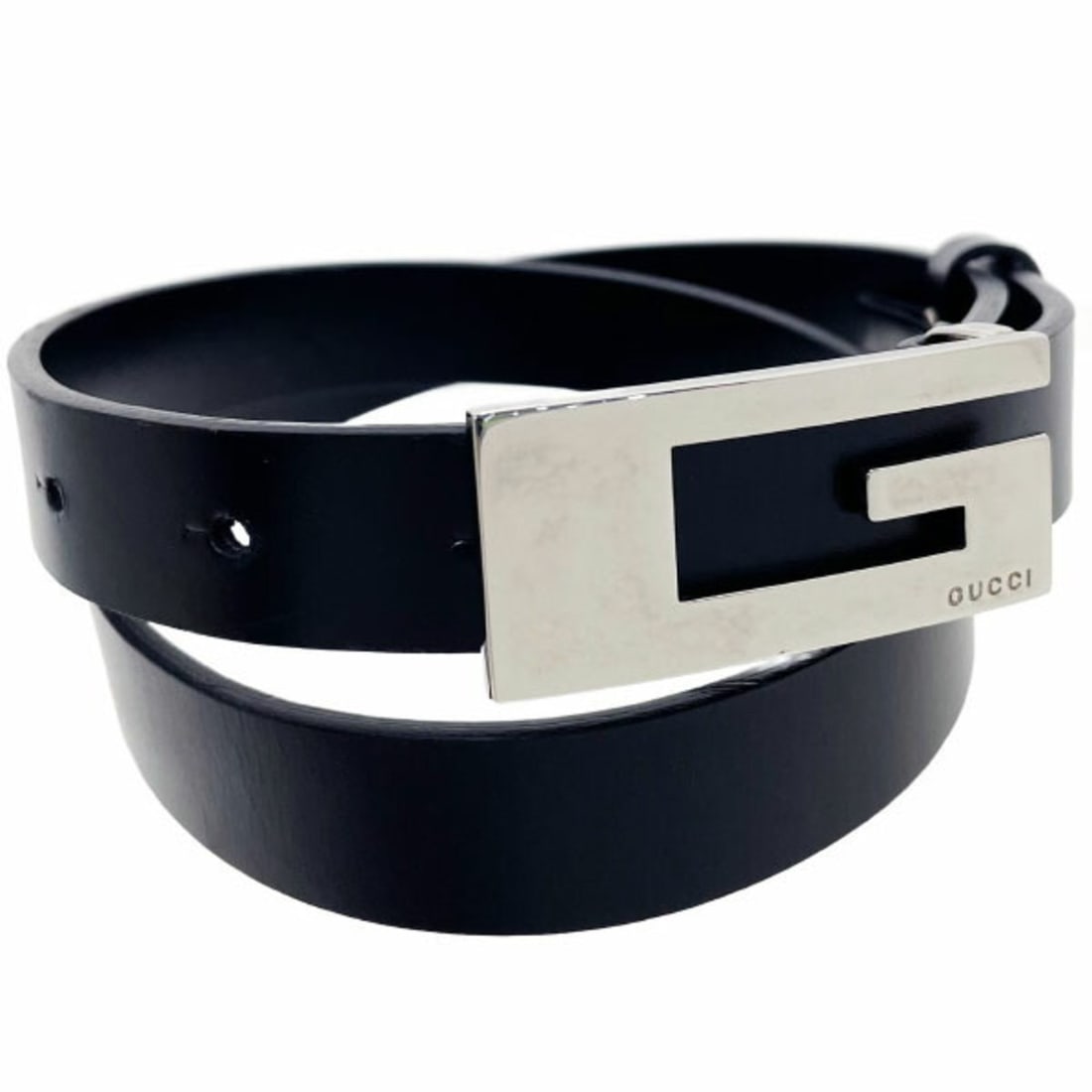 Gucci Women's Leather Belt, Black, Silver Buckle, Size 70cm, Item No. 036 1493, GUCCI G-mark,: --- Catalog ---Category: SizeWidth: 2cm / 0.78''Length: 68cm - 73cm / 26.77'' - 28.74''Buckle Size: 2.5cm x 5.5cm / 0.98'' x 2.16''Category: DesignType: Standard beltColor: BlackGender: WomenMaterial 