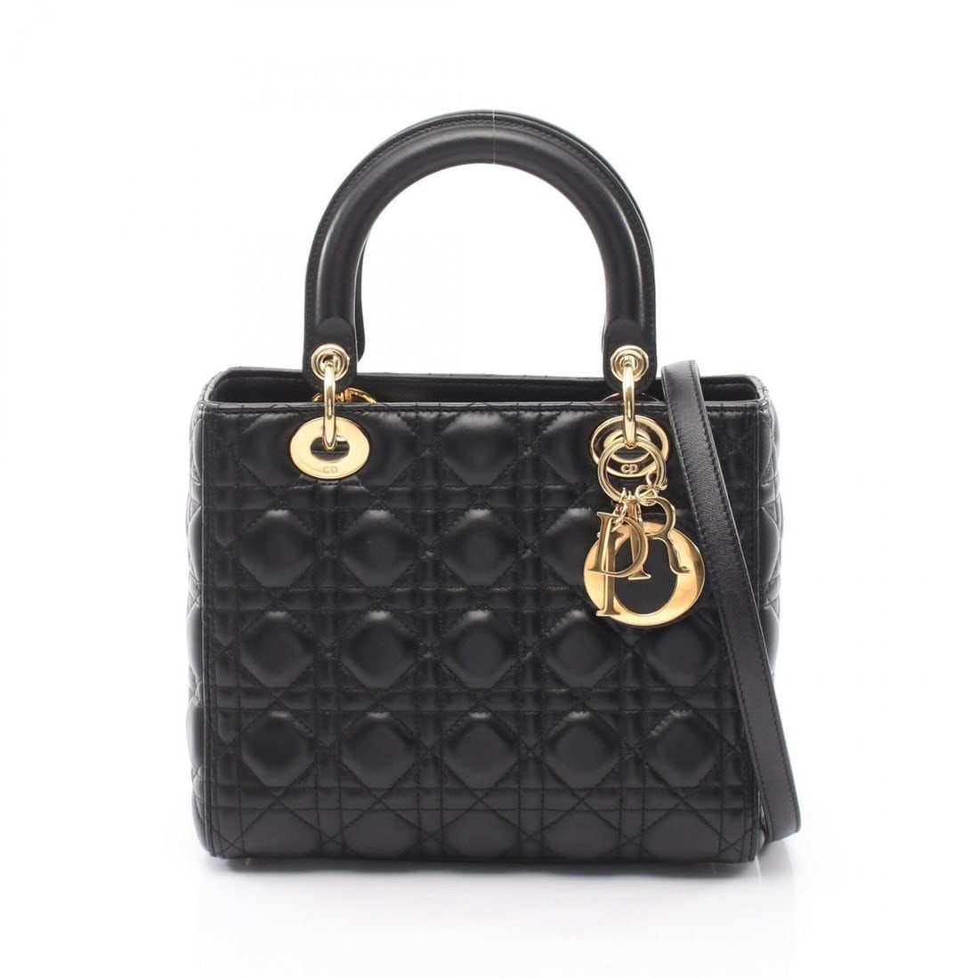 Christian Dior Dior LADY DIOR 2-Way Handbag, Leather, Women's, Black (1 of 7)