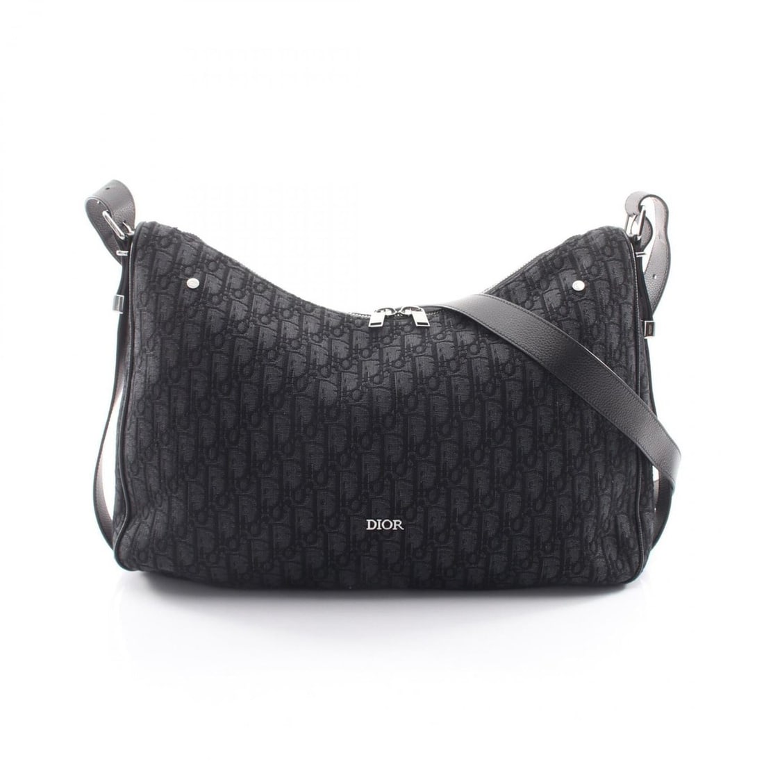 Christian Dior Dior Slider Zip Hobo Bag, Large Shoulder Bag/Handbag, Canvas and Leather, Men's: --- Catalog ---Category: SizeSize (HxWxD): 26cm x 43cm x 11cm / 10.23'' x 16.92'' x 4.33''Category: DesignType: Handbag, Shoulder bagColor: BlackGender: Men,WomenMaterial: Canvas , Leather Category: G