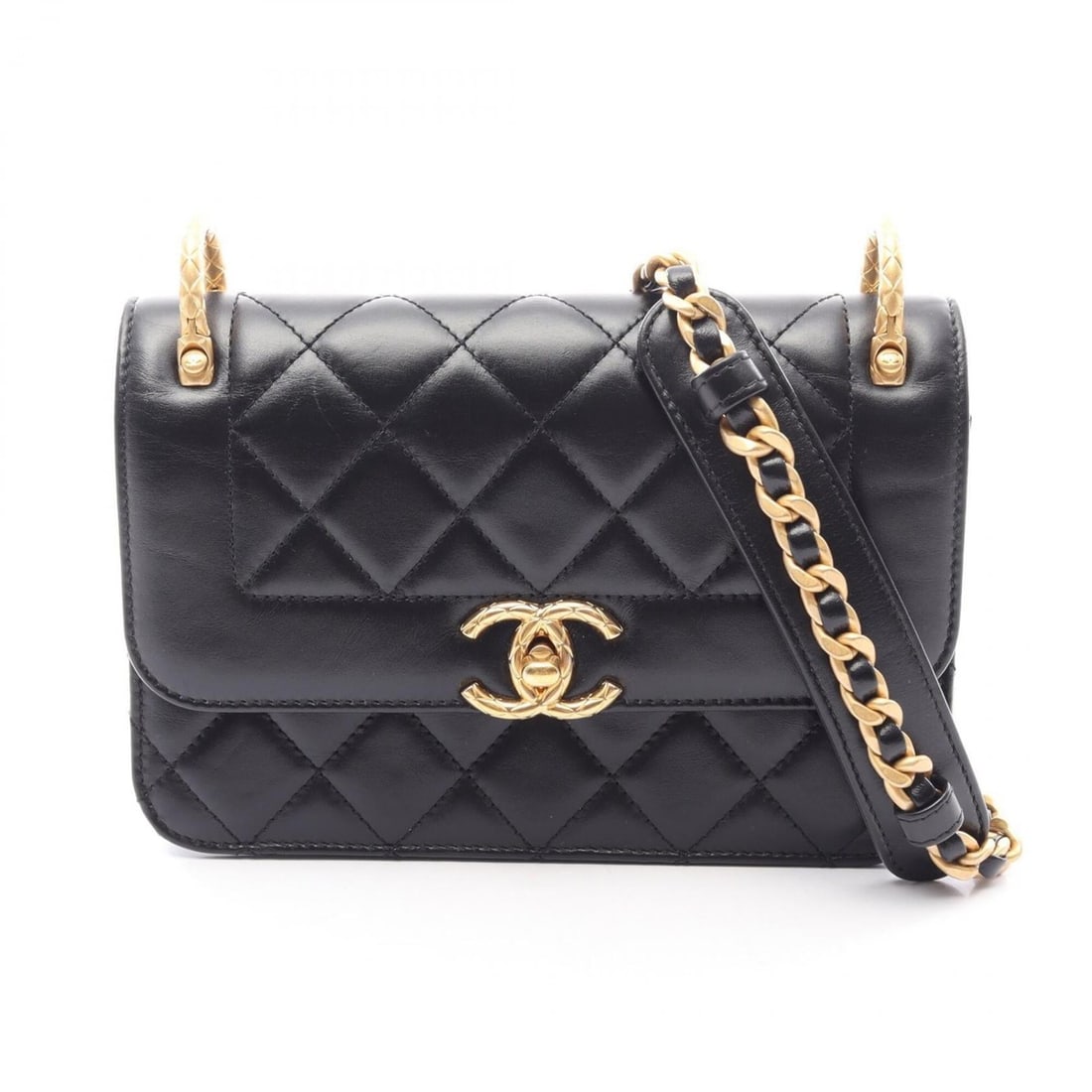 Chanel Matelassé Shoulder Bag/Handbag, Lambskin Leather, Women's, Black (1 of 9)