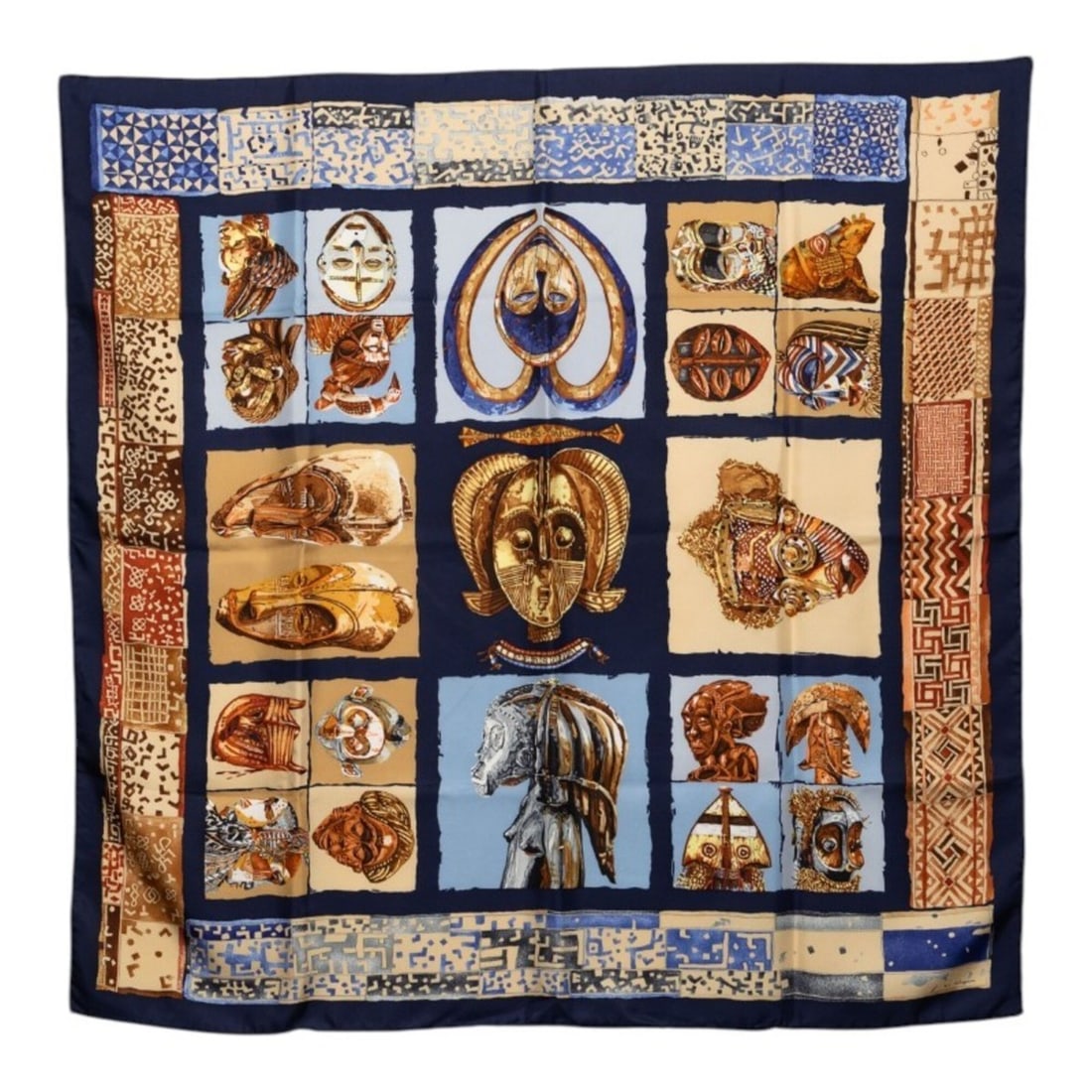 Hermes Carre 90 Persona Scarf Muffler Navy Multicolor Silk Women's HERMES: --- Catalog ---Category: SizeSize (LxW): 88.5cm x 88cm / 34.84'' x 34.64''Category: DesignType: ScarfColor: Multi-color, NavyGender: WomenMaterial: Silk Category: GeneralBrand: Hermes--- Item List ---