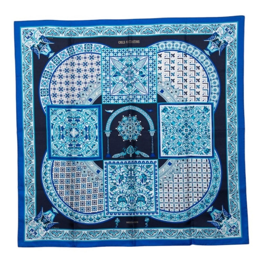 Hermes Carre 90 CIELS BYZANTINS (Byzantine Sky) Scarf/Muffler, Blue Silk, Women's HERMES (1 of 9)