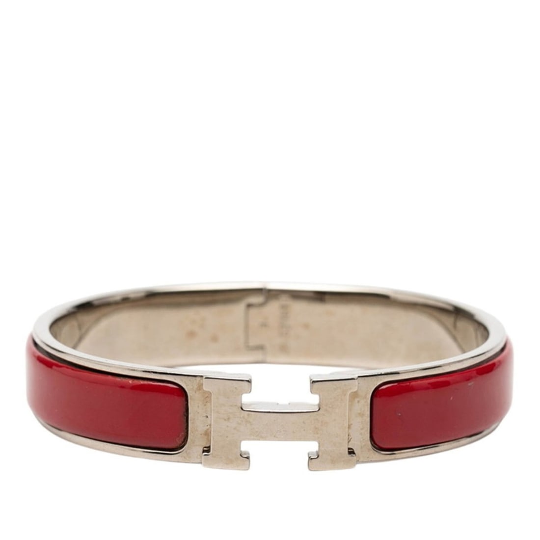 Hermes Click H PM Bracelet, Silver and Red Metal, Women's: --- Catalog ---Category: SizeLength: 15.5cm / 6.1''Category: DesignType: Charm braceletColor: Red color, SilverGender: WomenMaterial: MetalCategory: GeneralBrand: Hermes--- Item List ---Section: Condi