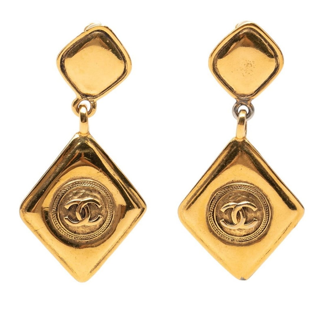 Chanel Vintage Coco Mark Diamond Earrings Gold Plated Women's CHANEL: --- Catalog ---Category: SizeSize (HxWxD): 82.20mm x 40.30mm / 3.24'' x 1.59''Category: DesignType: Clip earringsColor: GoldGender: WomenMaterial: Gold platingCategory: GeneralBrand: Chanel--- Item Li