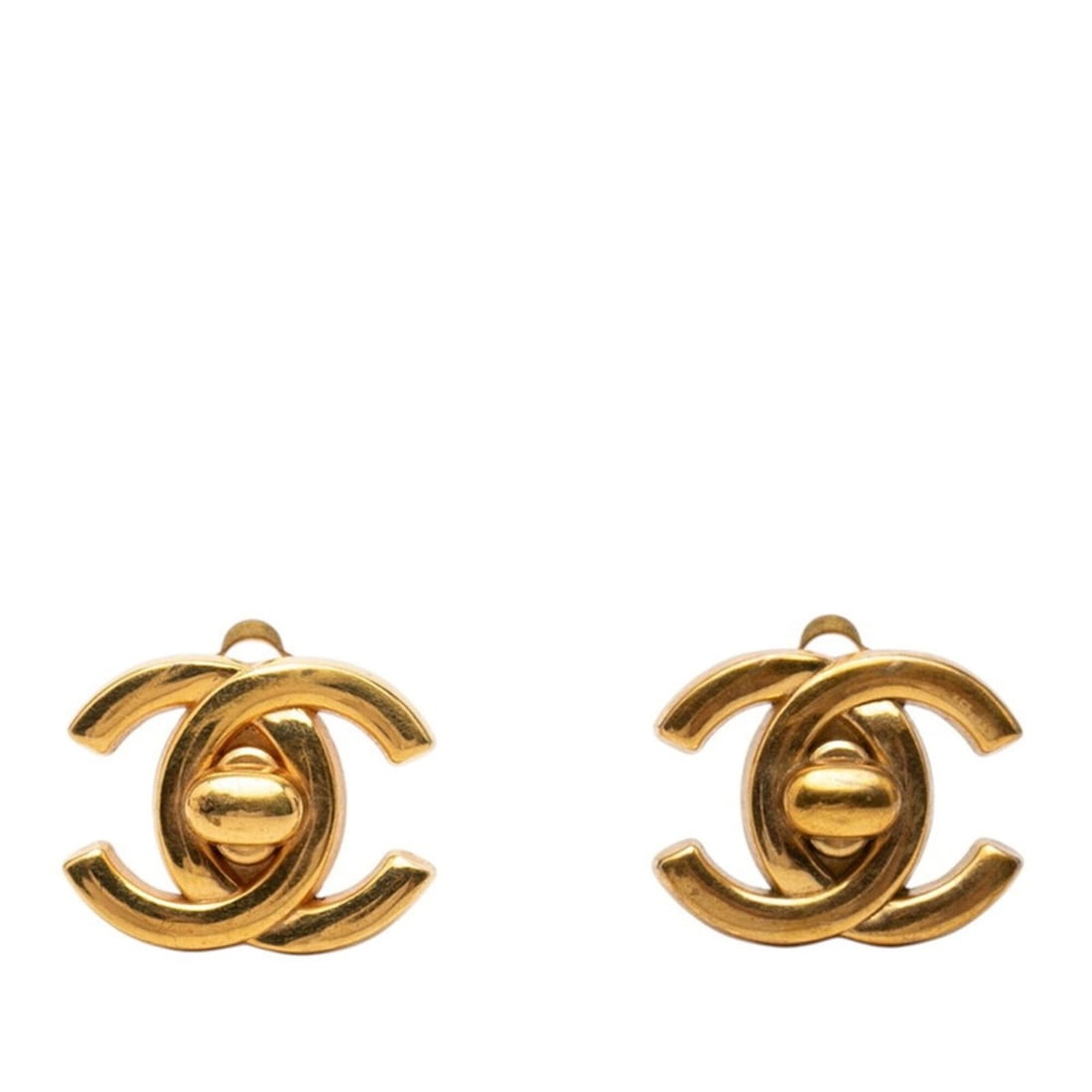 Chanel Vintage Coco Mark Turnlock Motif Earrings, Gold Plated, Women's CHANEL (1 of 11)