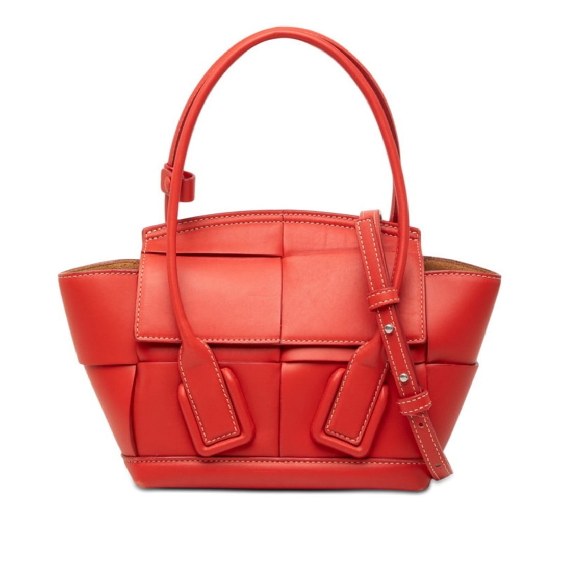 Bottega Veneta Maxi Intrecciato Mini The Arco Handbag Shoulder Bag 2-Way Red Leather Women's: --- Catalog ---Category: SizeSize (HxWxD): 18cm x 20cm x 9cm / 7.08'' x 7.87'' x 3.54''Category: DesignType: Handbag, Shoulder bagColor: Red colorGender: WomenMaterial: Leather Category: GeneralBrand: