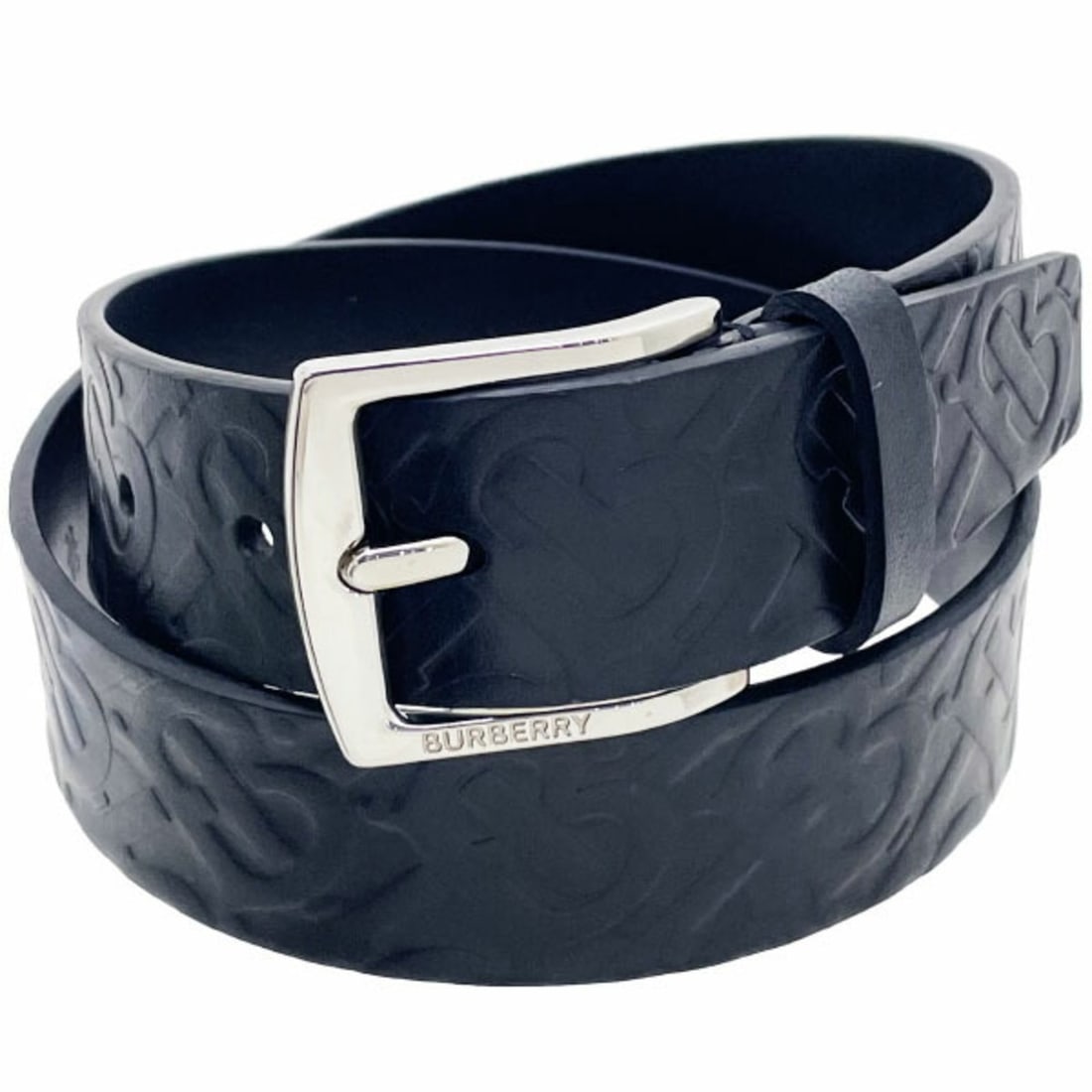 Burberry TB Monogram Men's Leather Belt, Black, Size 80cm, BURBERRY SS-16344 (1 of 9)