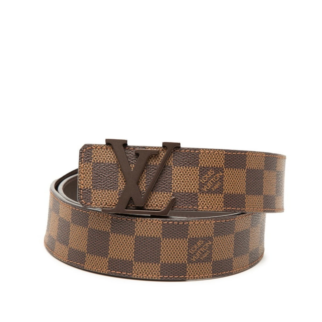 Louis Vuitton Damier Ceinture Initial Logo Buckle Belt M9807 Brown Beige Leather Men's LOUIS VUITTON: --- Catalog ---Category: SizeWidth: 4cm / 1.57''Length: 80cm - 90cm / 31.49'' - 35.43''Category: DesignType: Standard beltColor: Beige, BrownGender: MenMaterial (Strap): PVC , Leather Category: Genera