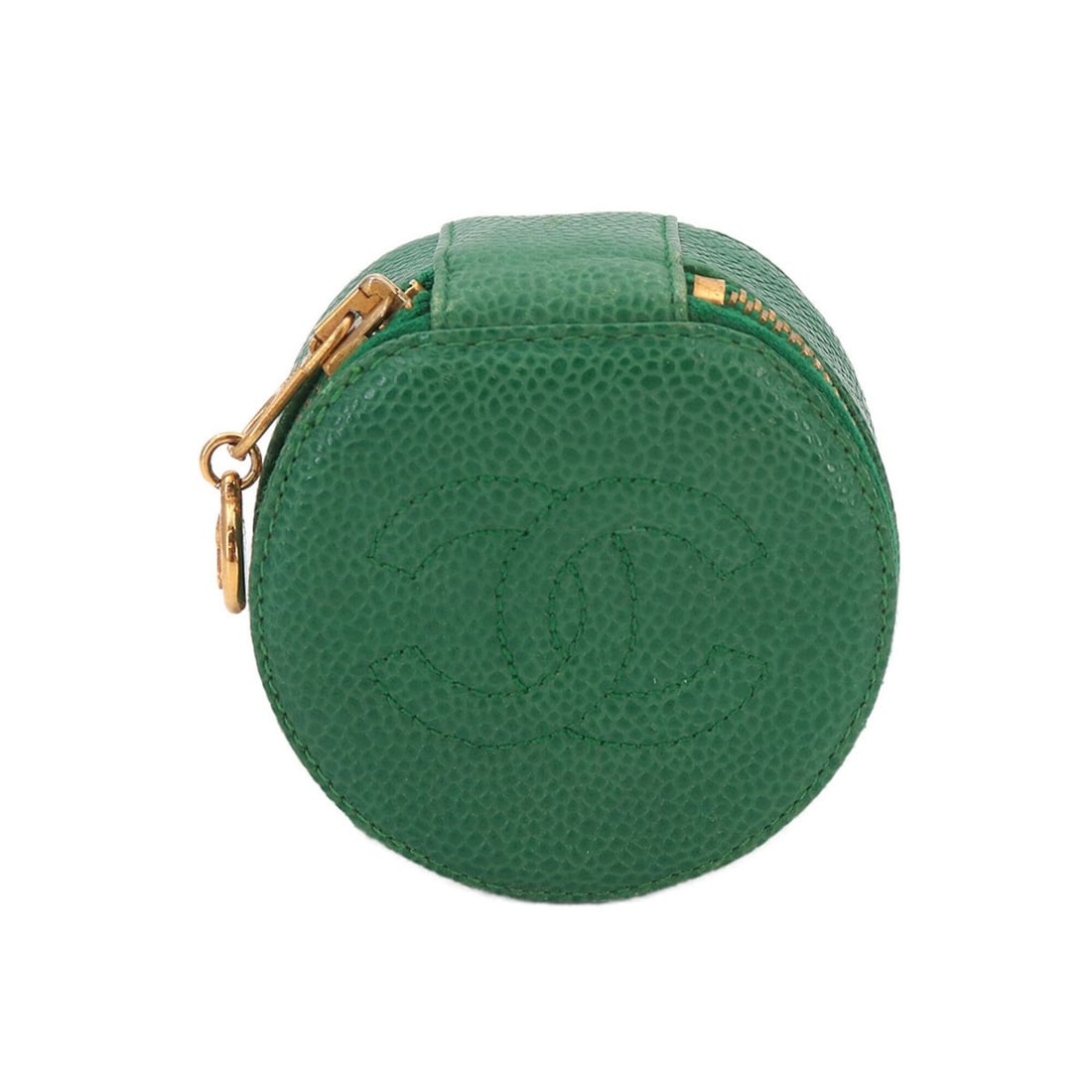 Chanel Coco Mark Case Box Handbag Pouch Caviar Skin Green Jewelry: --- Catalog ---Category: SizeSize (HxWxD): 5cm x 8cm x 8cm / 1.96'' x 3.14'' x 3.14''Category: DesignType: PouchColor: GreenGender: WomenMaterial: Grained Calfskin Category: GeneralBrand: ChanelCountr