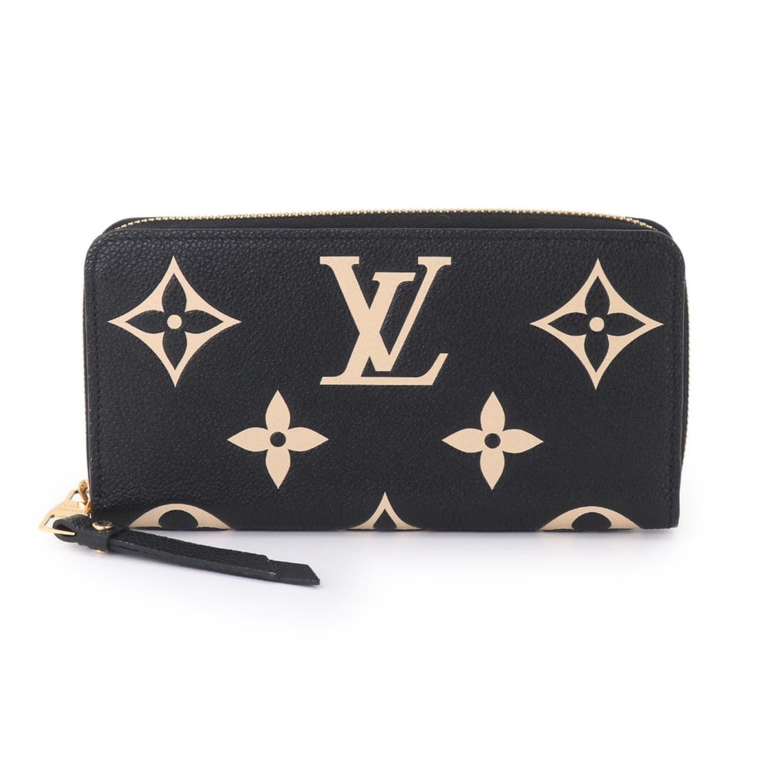 Louis Vuitton LOUIS VUITTON Bicolor Monogram Empreinte Zippy Wallet Long Leather Black Beige M80481 (1 of 9)