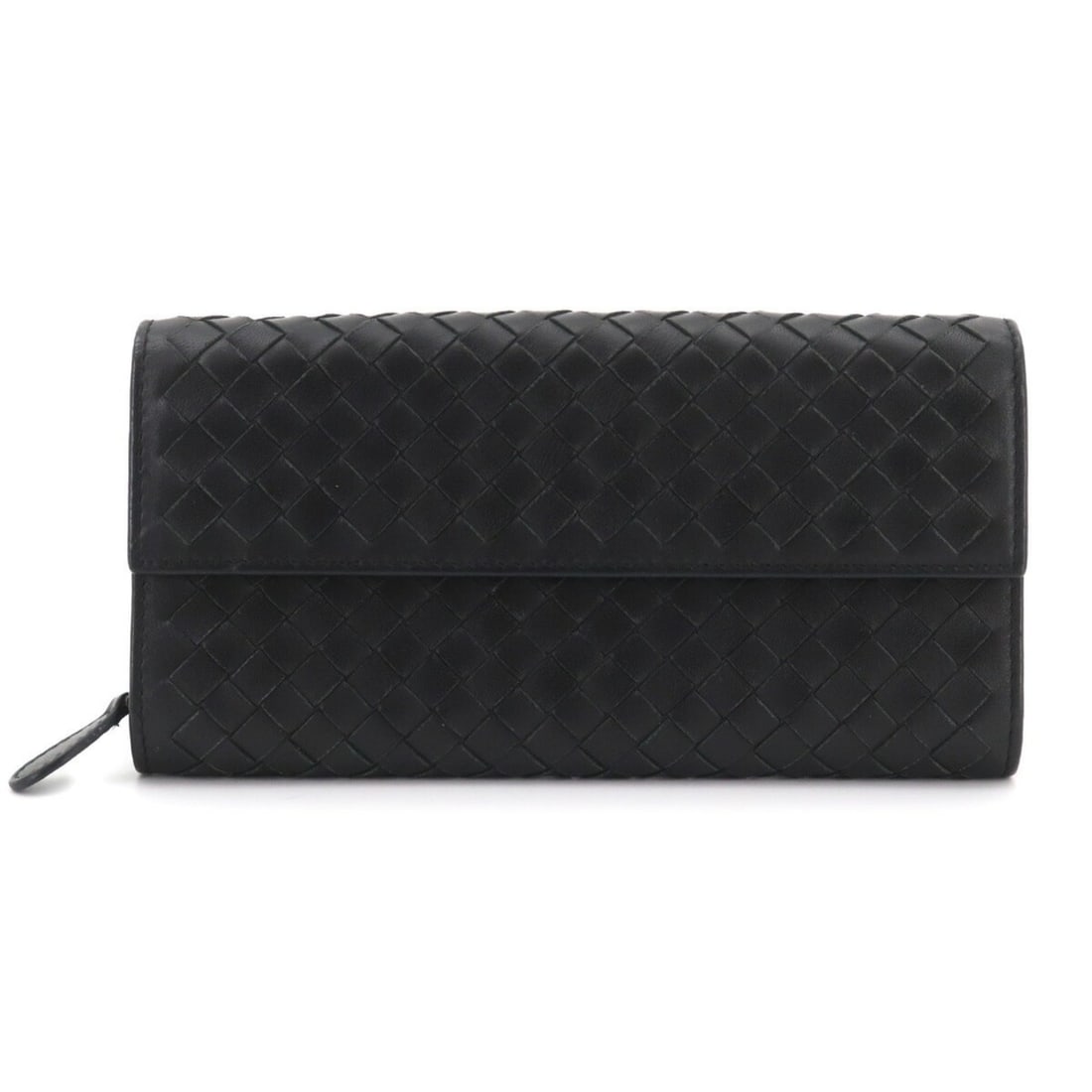 Bottega Veneta Intrecciato Bi-fold Long Wallet, Leather, Black: --- Catalog ---Category: SizeSize (HxWxD): 10cm x 19cm x 2.5cm / 3.93'' x 7.48'' x 0.98''Category: DesignType: Long wallet (bi-fold)Color: BlackGender: WomenMaterial: Intrecciato Category: GeneralBran