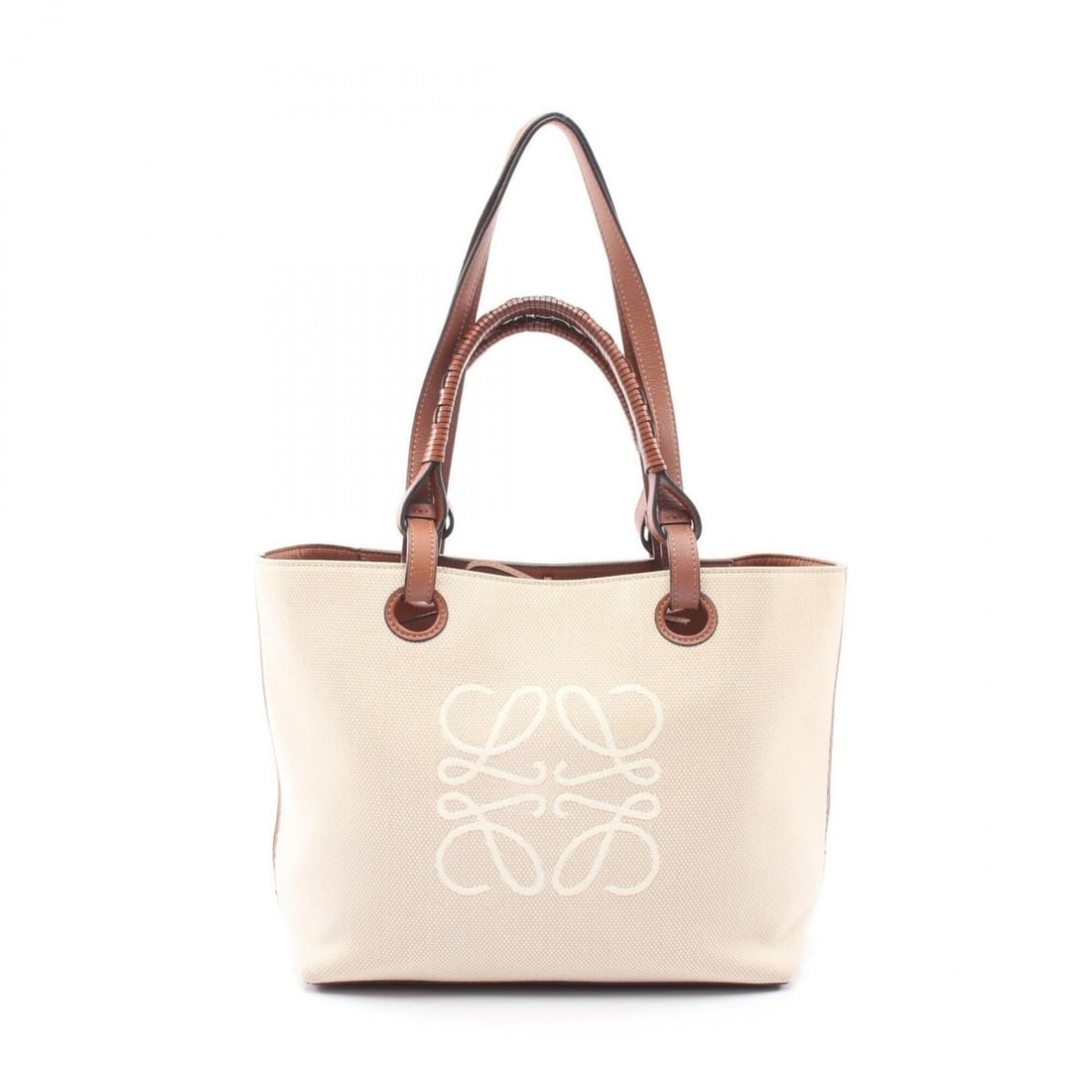 LOEWE Anagram 2-Way Tote Bag/Handbag, Canvas, Brown, Women's, Beige/Brown, A717S72X06: --- Catalog ---Category: SizeSize (HxWxD): 25cm x 28cm x 14cm / 9.84'' x 11.02'' x 5.51''Category: DesignType: Handbag, Tote bagColor: Beige, BrownGender: WomenMaterial: Canvas Category: GeneralMPN: