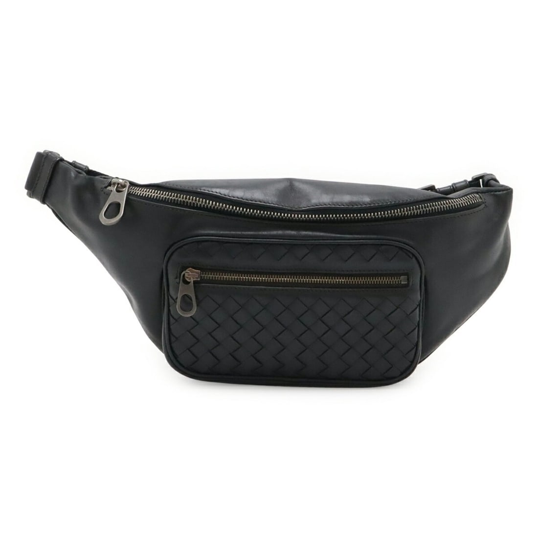BOTTEGA VENETA Bottega Veneta Intrecciato Bag Body Waist Pouch Hip Leather Black 222310 (1 of 9)
