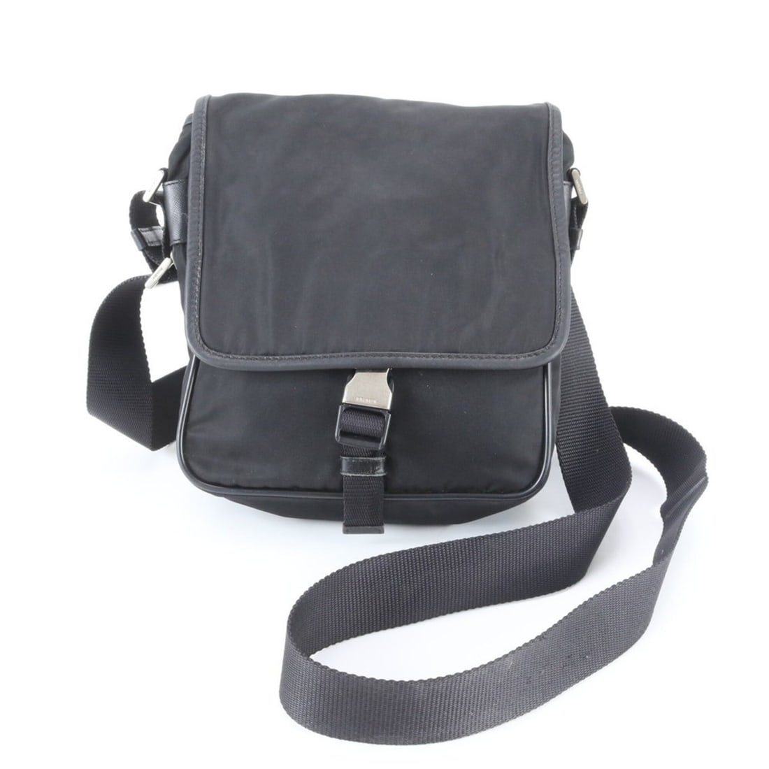Prada Tessuto Nylon Triangle Logo Leather Shoulder Bag, Crossbody Messenger Black, Men's (1 of 20)