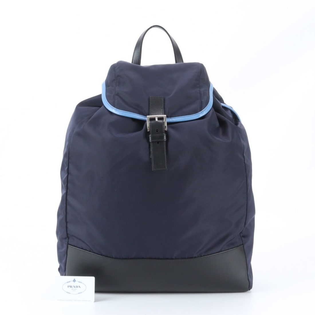 Prada Tessuto Nylon 2VZ008 Leather Backpack/Handbag with Guarantee, Navy Blue, Men's (1 of 8)