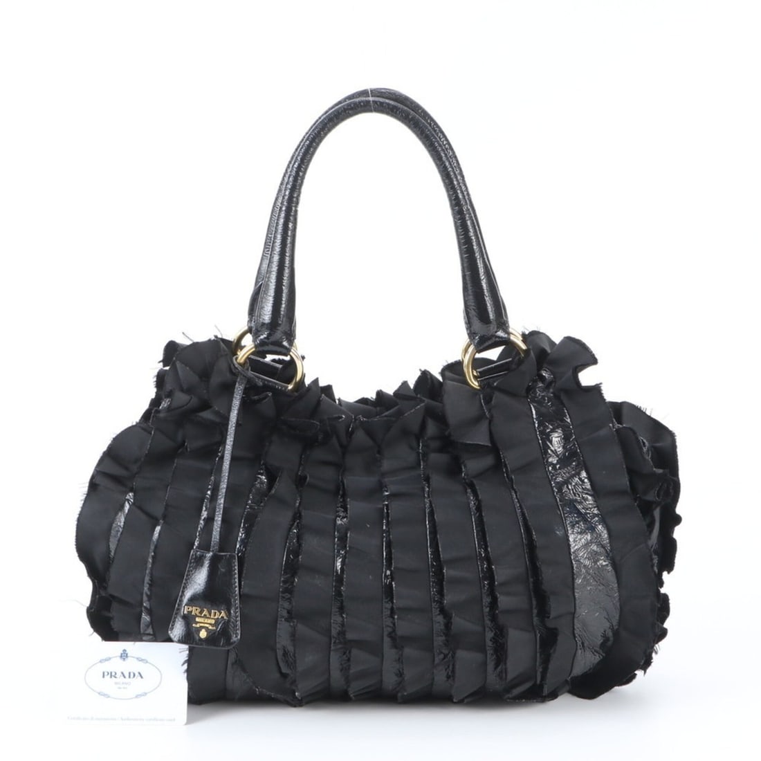 Prada BR4176 Leather Nylon Tote Bag, Handbag, Shoulder Bag with Guarantee Card - Women's: --- Catalog ---Category: SizeSize (HxWxD): 26cm x 36cm x 12cm / 10.23'' x 14.17'' x 4.72''Category: DesignType: Handbag, Tote bagColor: BlackGender: WomenMaterial: Nylon , Leather Category: GeneralBra