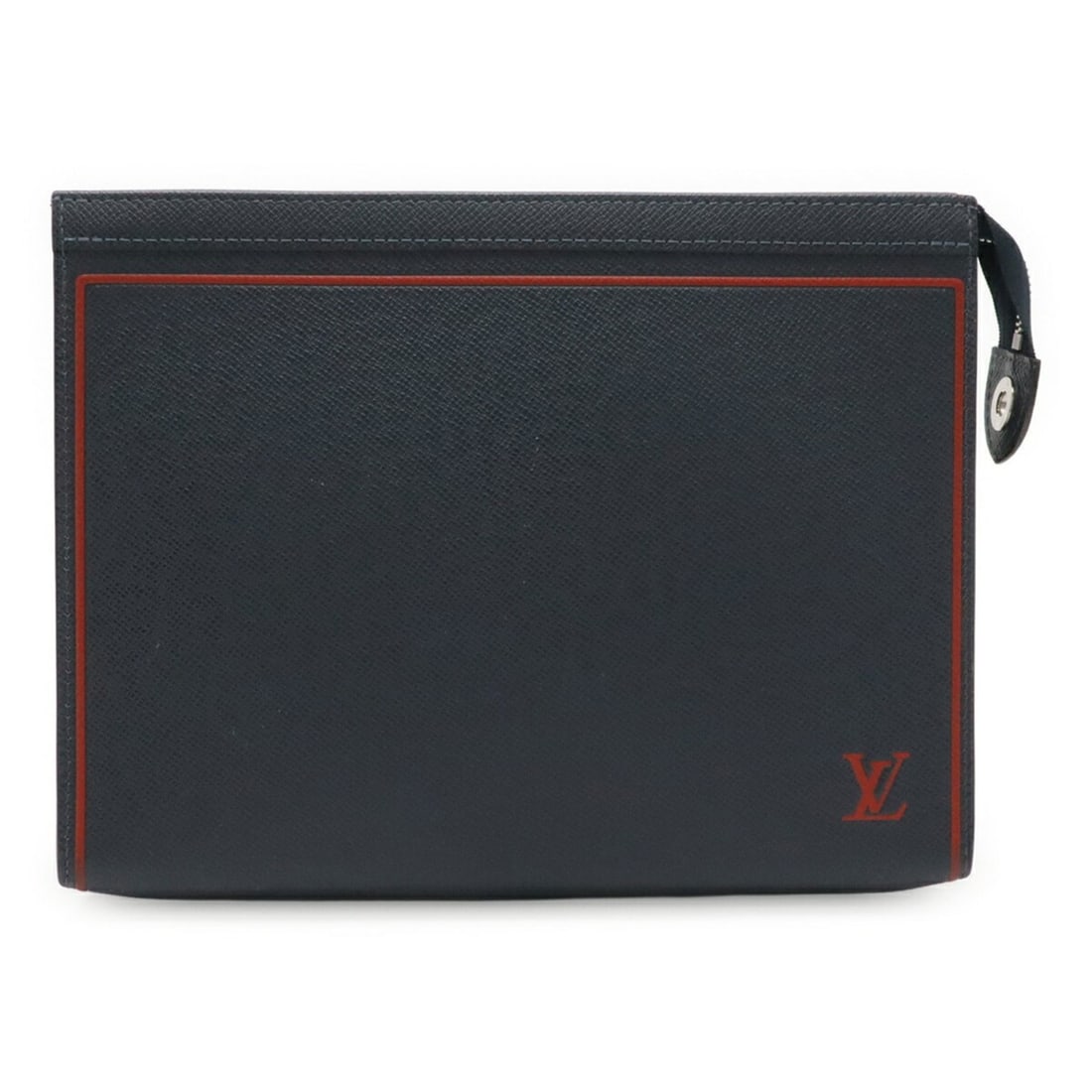 LOUIS VUITTON Taiga Pochette Voyage MM Second Bag Clutch Blue Marine Navy Red M63394: --- Catalog ---Category: SizeSize (HxWxD): 20.5cm x 27cm x 5.5cm / 8.07'' x 10.62'' x 2.16''Category: DesignType: Clutch bag, PochetteColor: Navy BlueGender: MenMaterial: Leather Leather/Fur Type: Cal