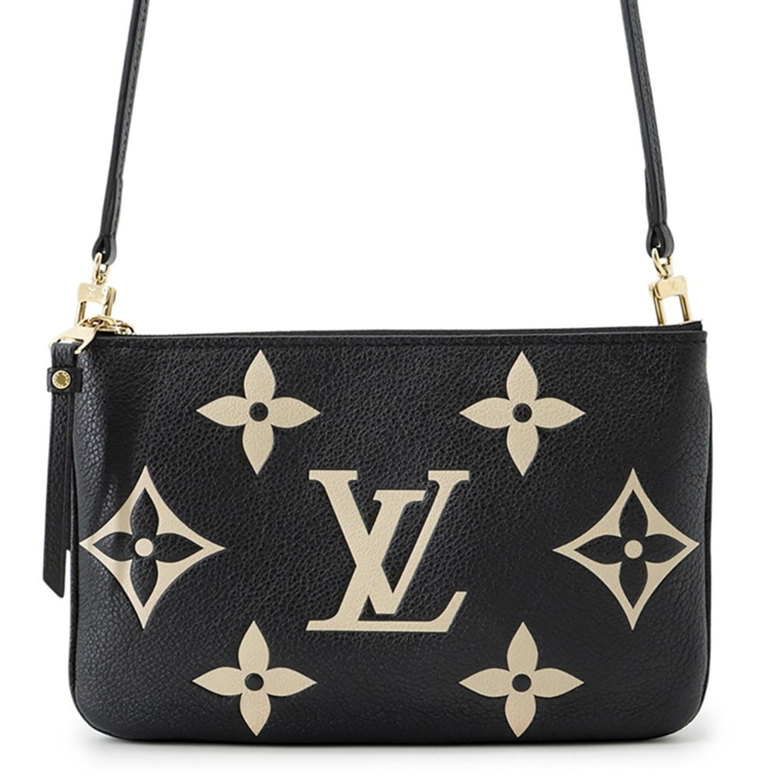 Louis Vuitton shoulder bag, bicolor, Monogram Empreinte, Pochette Double Zip, M80787, black. (1 of 17)
