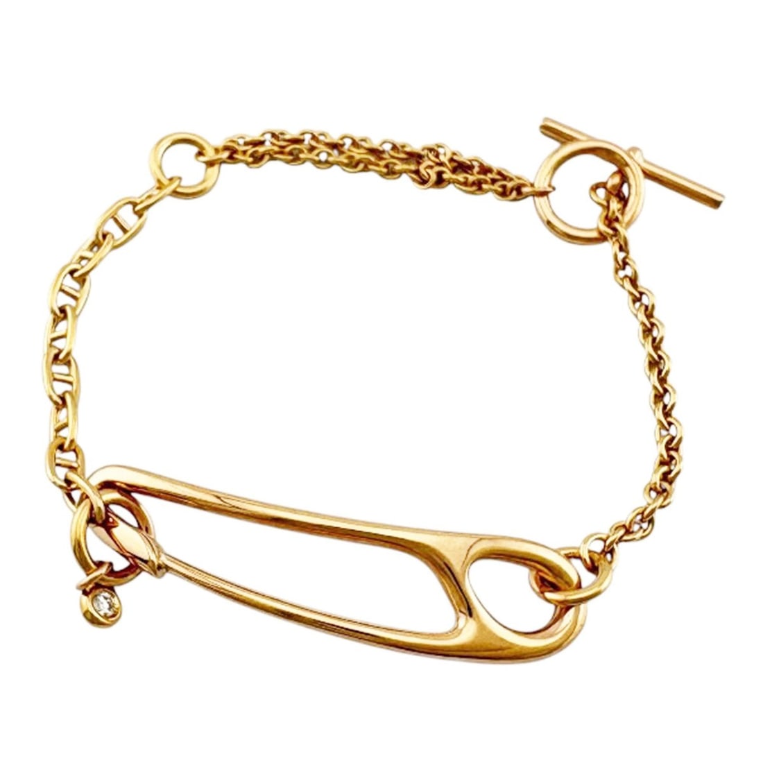 Hermes Chaine d'Ancre Bracelet, 18K Pink Gold, Diamond, Women's, HERMES, Pre-owned (1 of 7)
