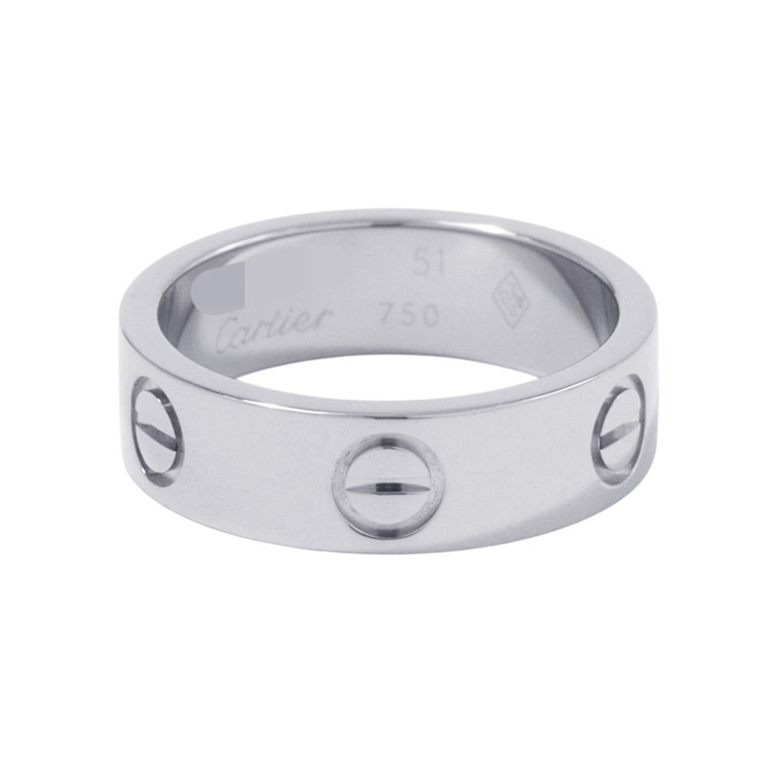 Cartier Love Ring Classic Model 18KWG White Gold Size 51 B4084700: --- Catalog ---Category: SizeWidth: 5.4mm / 0.21''Weight: 6.8g / 0.23oz.JP Size: 11US Size: 6Category: DesignType: Band ringGender: WomenMaterial: White gold (18K)Category: GeneralLine: LoveBrand: Car