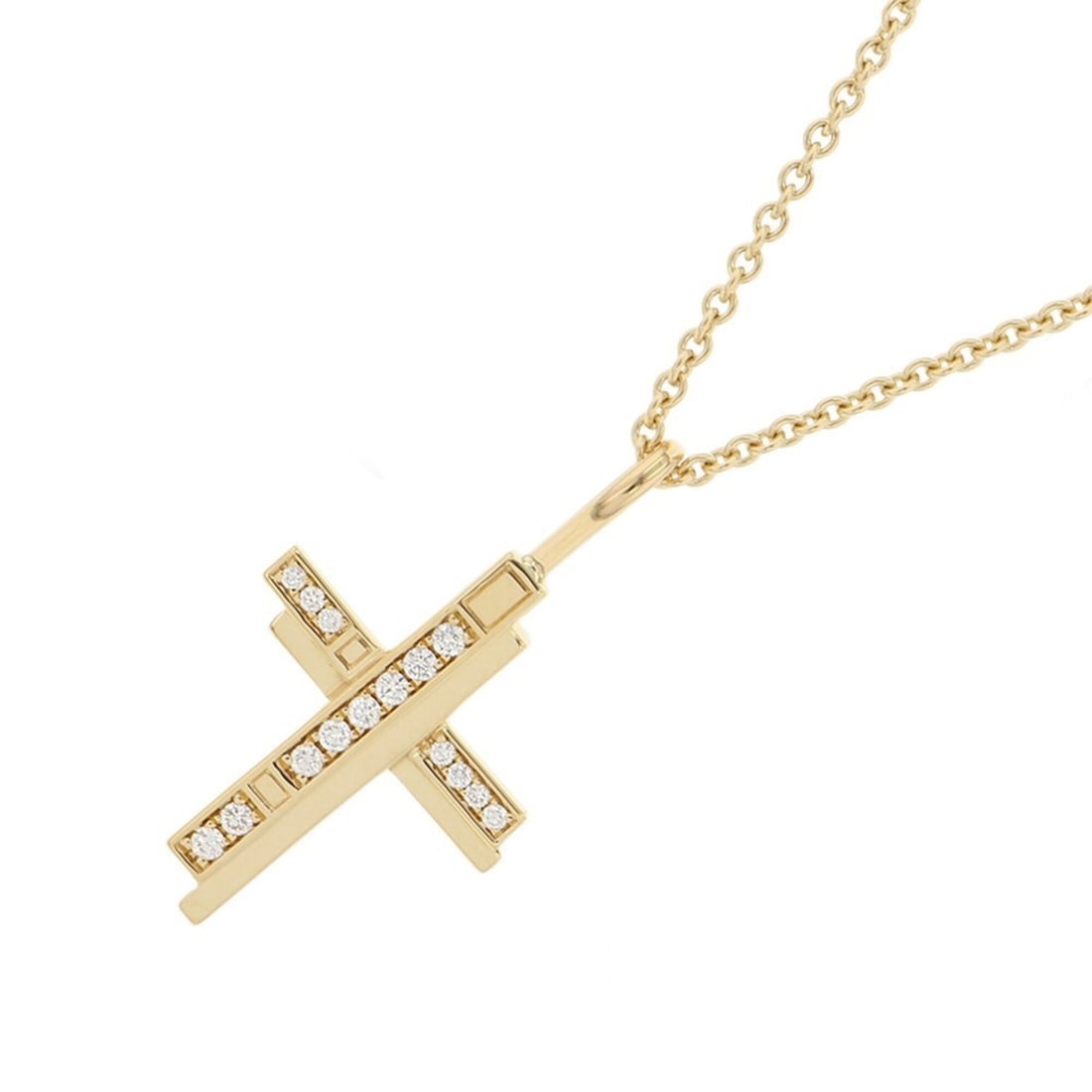 Harry Winston Traffic Cross Necklace with 15 Diamonds (approx. 0.09ct total) in 18K Yellow Gold: --- Catalog ---Category: SizeWeight: 5g / 0.17oz.Pendant Size: 26.2mm x 14.2mm / 1.03'' x 0.55''Neck Circumference: 41 cm / 16.14''Category: DesignStone: DiamondGender: WomenMaterial: Yellow gold (18K