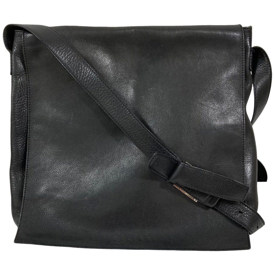 CELINE Celine Flap Leather Shoulder Bag, Black, Women's (1 of 14)