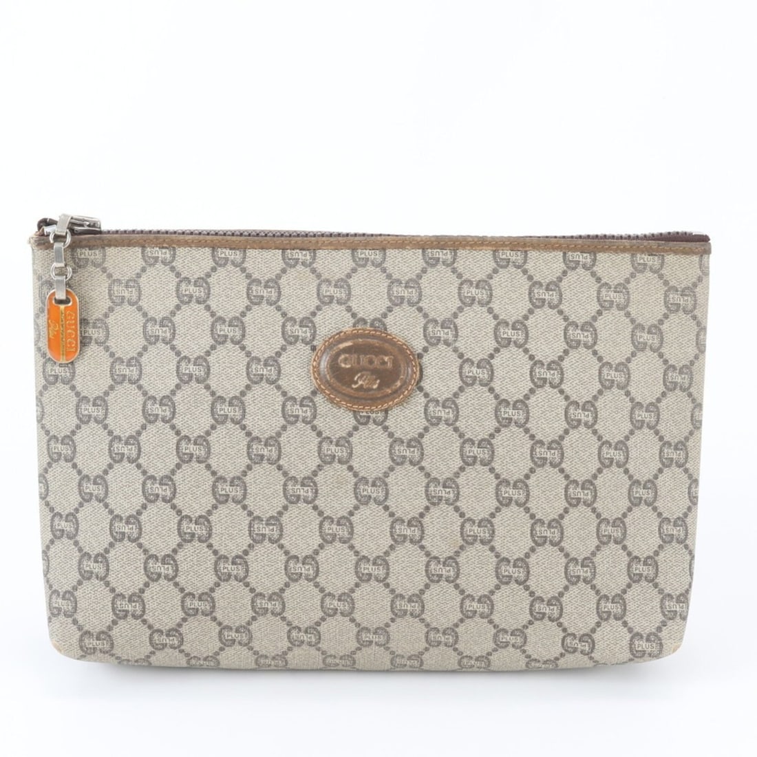 Gucci GG Plus Leather Second Bag Clutch Handbag Pouch Brand Men's: --- Catalog ---Category: SizeSize (HxWxD): 18cm x 26cm x 7cm / 7.08'' x 10.23'' x 2.75''Category: DesignType: Handbag, PouchColor: Beige, Black, BrownGender: MenMaterial: Leather , Coated canvas Categ