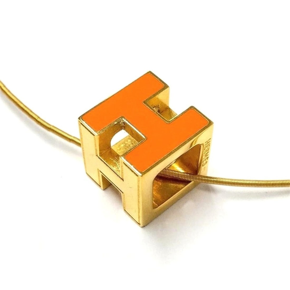 Hermes Cage d'H H-Cube Necklace GPg Orange (1 of 10)